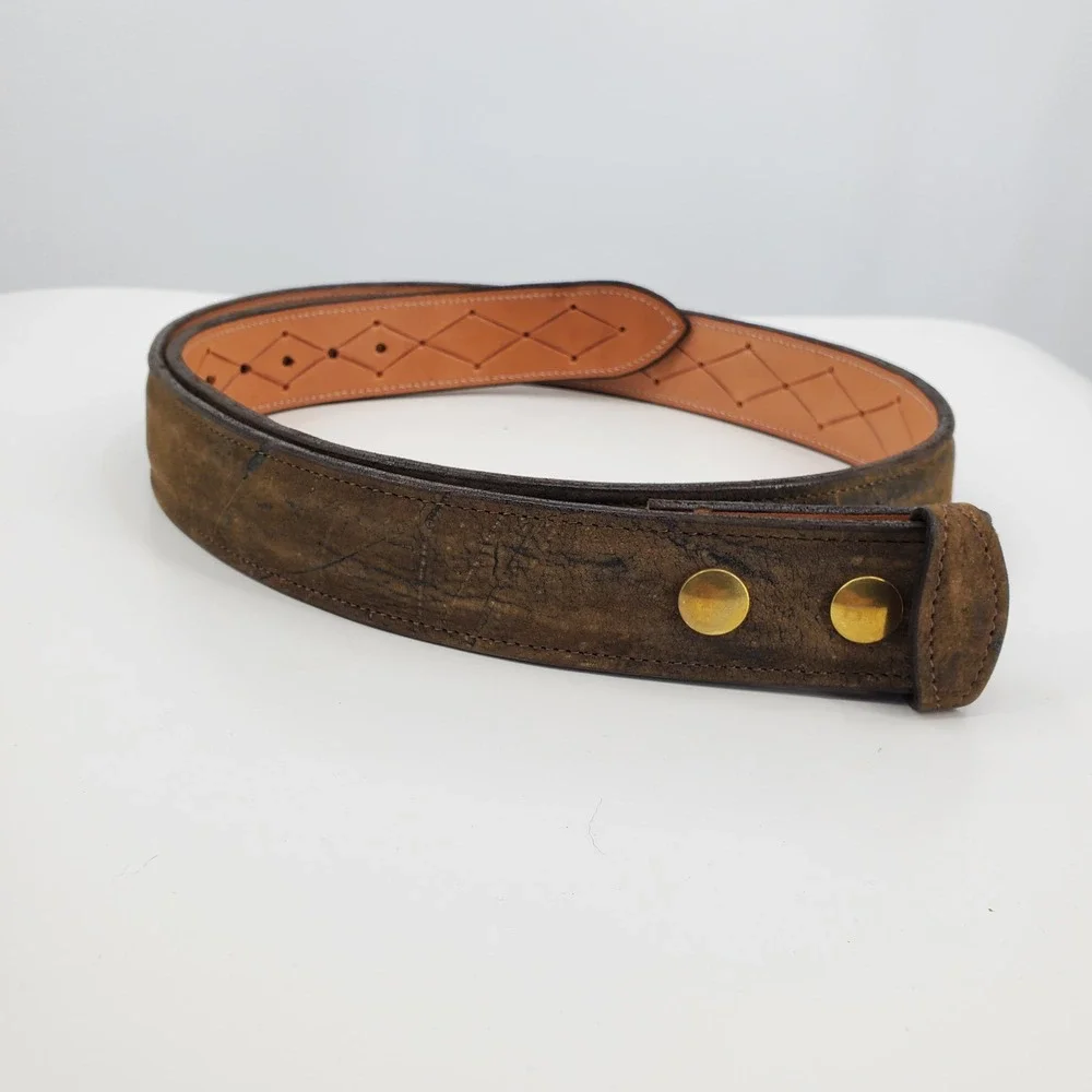 Comstock Heritage Distressed Brown Leather Belt Strap Diamond Stitched Western